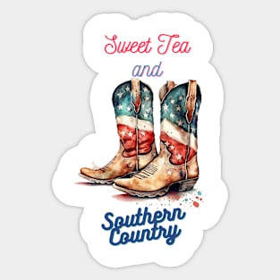 Country Western Patriotic Cowboy Boots Design Sticker